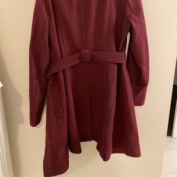 GUESS ASYMMETRICAL PEACOAT IN MAGENTA - Picture 6 of 9